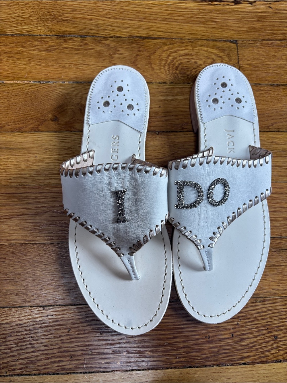 Jack Rogers White 'I Do' Leather Sandals
